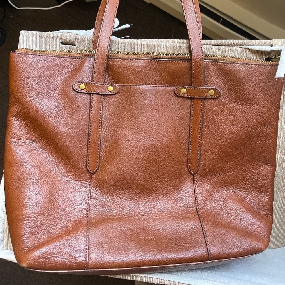 Brown fossil tote bag